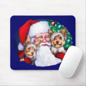 クリスマスにサンタのヨークシャーテリア マウスパッド (マウス)
