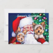 クリスマスにサンタのヨークシャーテリア 招待状 (正面)