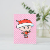 クリスマスにサンタの服を着た少女 シーズンポストカード (スタンド正面)