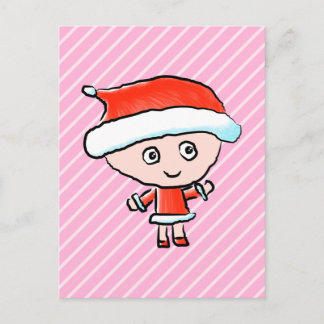 クリスマスにサンタの服を着た少女 シーズンポストカード