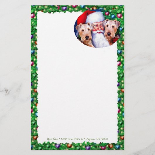クリスマスにサンタのAiredaleテリア 便箋 (正面)