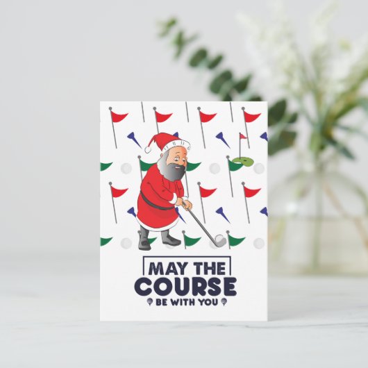 クリスマスにサンタクロースのゴルファーがコースH シーズンポストカード (スタンド正面)