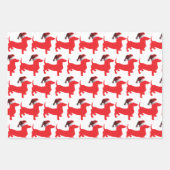 クリスマスにサンタクロースの帽子をかぶったダシュント ラッピングペーパーシート (正面3)