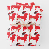 クリスマスにサンタクロースの帽子をかぶったダシュント ラッピングペーパーシート (インサイチュ)