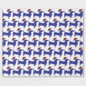 クリスマスにサンタクロースの帽子をかぶったダシュント ラッピングペーパー (フラット)