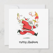 クリスマスにサンタクロースの後ろのテニス選手 シーズンカード (正面)