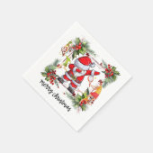 クリスマスにサンタクロースの後ろのテニス選手 スタンダードカクテルナプキン (角)