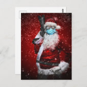 クリスマスにサンタクロースを着たマスク ポストカード (正面/裏面)