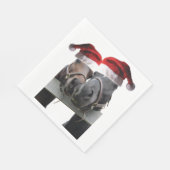 クリスマスにサンタクロース帽をかぶった2頭の馬 スタンダードランチョンナプキン (角)