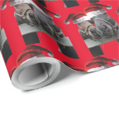 クリスマスにサンタクロース帽をかぶった2頭の馬 ラッピングペーパー (ロールコーナー)
