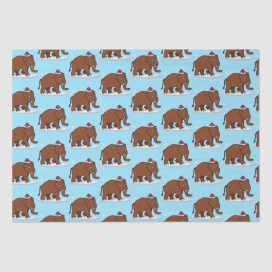 クリスマスにサンタハットでウーリーマンモス 薄葉紙 (正面)