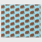 クリスマスにサンタハットに登場するウールマンモス ラッピングペーパー (フラット)