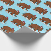 クリスマスにサンタハットに登場するウールマンモス ラッピングペーパー (角)