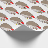 クリスマスにサンタハットのハリネズミ   ラッピングペーパー (角)