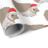 クリスマスにサンタハットのハリネズミ   ラッピングペーパー (ロールコーナー)