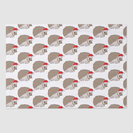 クリスマスにサンタハットのハリネズミ 薄葉紙 (正面)