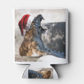 クリスマスにサンタハットを着たベンガルトラ 缶クーラー (裏面)