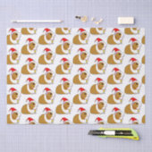 クリスマスにサンタハットを着たモルモット 薄葉紙 (クラフト)