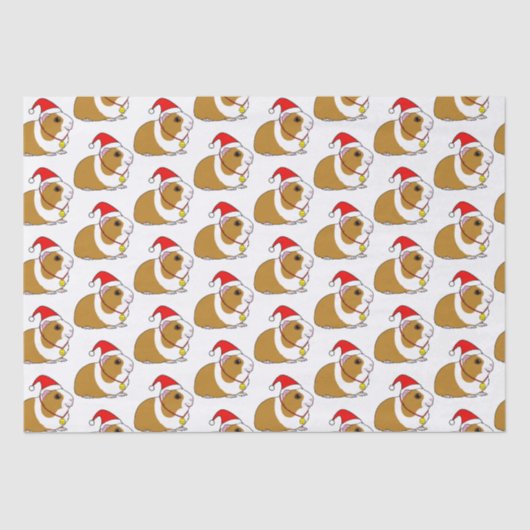 クリスマスにサンタハットを着たモルモット 薄葉紙 (正面)