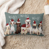 クリスマスにサンタ帽子をかぶったかわいい犬 ランバークッション (ブランケット)