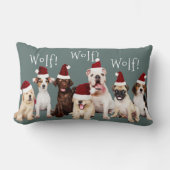 クリスマスにサンタ帽子をかぶったかわいい犬 ランバークッション (正面)