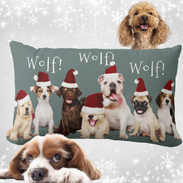 クリスマスにサンタ帽子をかぶったかわいい犬 ランバークッション