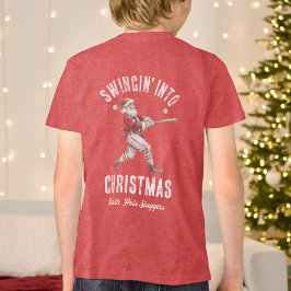 クリスマスにスイングする野球サンタ トライブレンドTシャツ