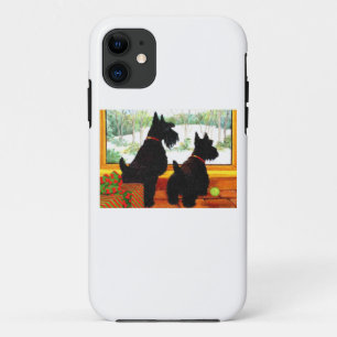 クリスマスにスコッティ犬2頭 iPhone 11 ケース