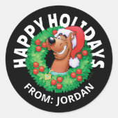 クリスマスにスコビーリース |パーソナライズされた | ラウンドシール (正面)