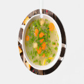 クリスマスにスープを飲む |スーッおもしろいプパン メタルオーナメント (正面左)