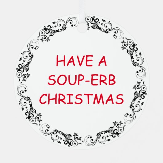 クリスマスにスープを飲む |スーッおもしろいプパン メタルオーナメント (裏面)