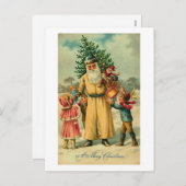 クリスマスにセント・ニックと子供 シーズンポストカード (正面/裏面)