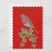 クリスマスにツタに浮かぶ可愛いロビンパーティー 招待状 (正面)