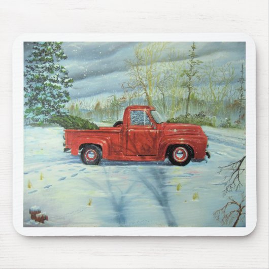 クリスマスにツリーをピックアップ マウスパッド (正面)