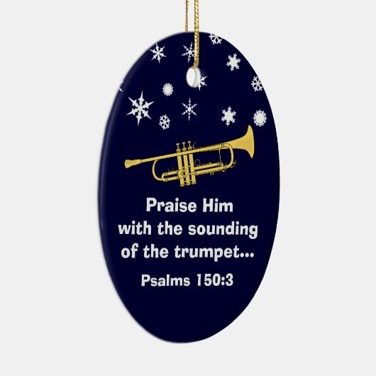 クリスマスにトランペット聖書で彼を褒める セラミックオーナメント (右)