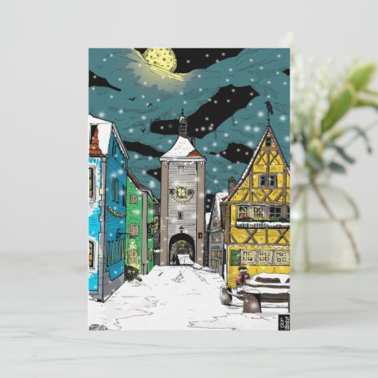 クリスマスにドイツのローテンブルクのオブ・デル・タウバー シーズンカード (スタンド正面)