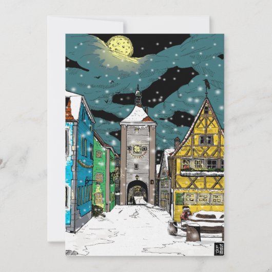 クリスマスにドイツのローテンブルクのオブ・デル・タウバー 招待状 (正面)