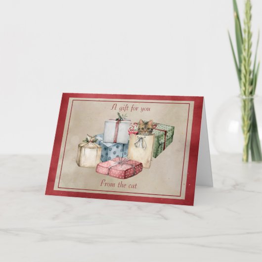 クリスマスにパッケージした可愛い猫 シーズンカード (正面)