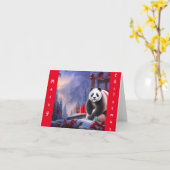 クリスマスにパンダ カード (黄色い花)