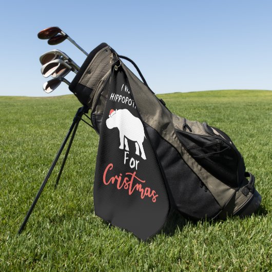 クリスマスにヒッポタマスが欲しい ゴルフタオル (グリーン)