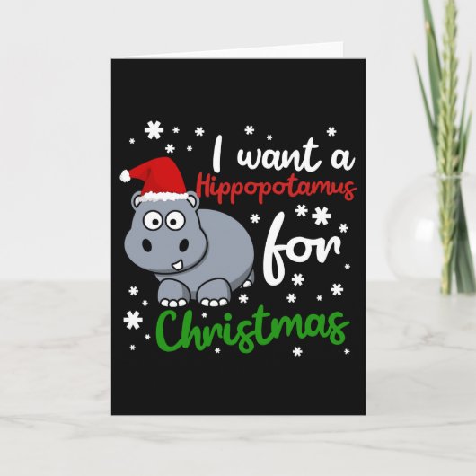 クリスマスにヒポポタマスが欲しい 面白いXmas カード (正面)