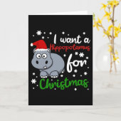 クリスマスにヒポポタマスが欲しい 面白いXmas カード (黄色い花)