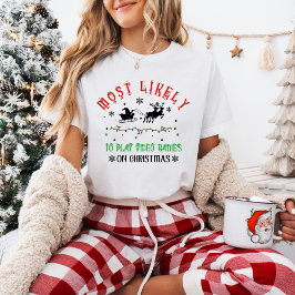 クリスマスにビデオゲームで遊ぶ可能性大!面白Tシャツ Tシャツ