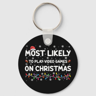 クリスマスにビデオゲームをする可能性が最も高いゲーマー キーホルダー