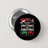 クリスマスにビデオゲームをする可能性が最も高い面白いゲーマー 缶バッジ (正面&裏面)