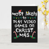 クリスマスにビデオゲームをする家族 カード (黄色い花)