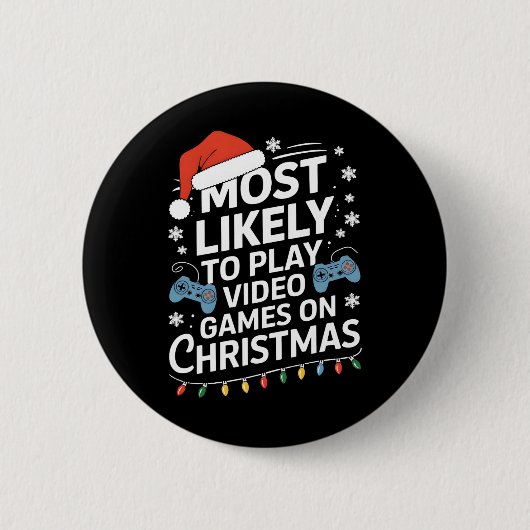 クリスマスにビデオゲームをする確率が最も高いビデオ 缶バッジ (正面)