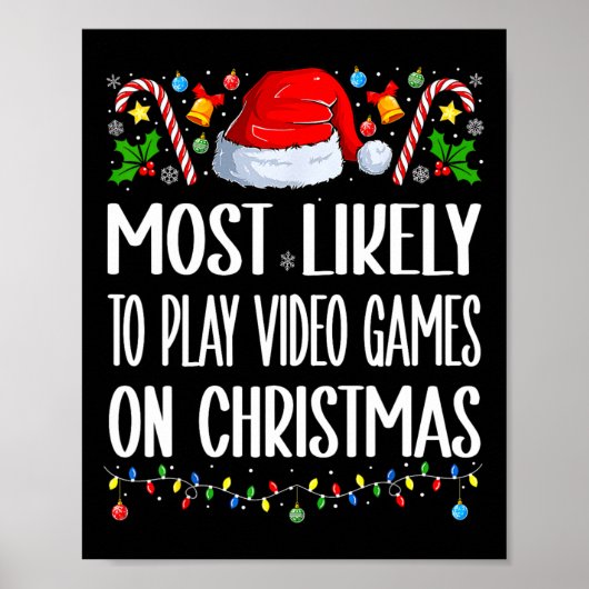 クリスマスにビデオゲームをする確率が最も高い面白いデザイン ポスター (正面)