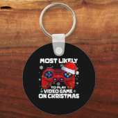 クリスマスにビデオゲームをする確率が最も高い1 キーホルダー (正面)