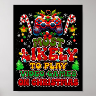 クリスマスにビデオゲームをする確率が最も高い 面白い ポスター